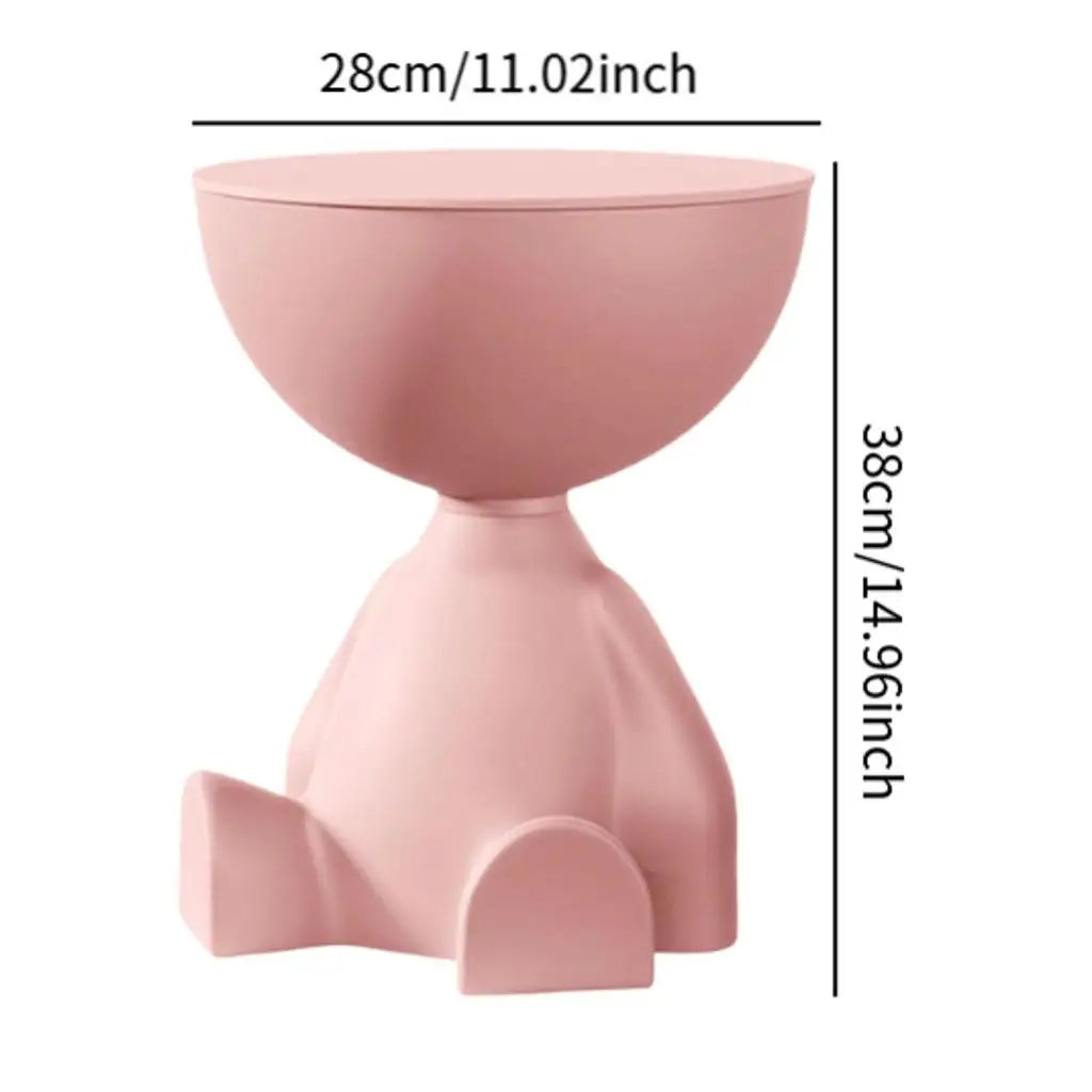 Round Metal Side Table with Storage