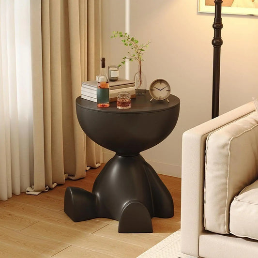 Round Metal Side Table with Storage
