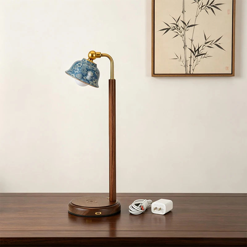 Ceramic Bedside Lamp with Wireless Charger