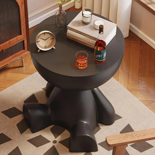 Round Metal Side Table with Storage