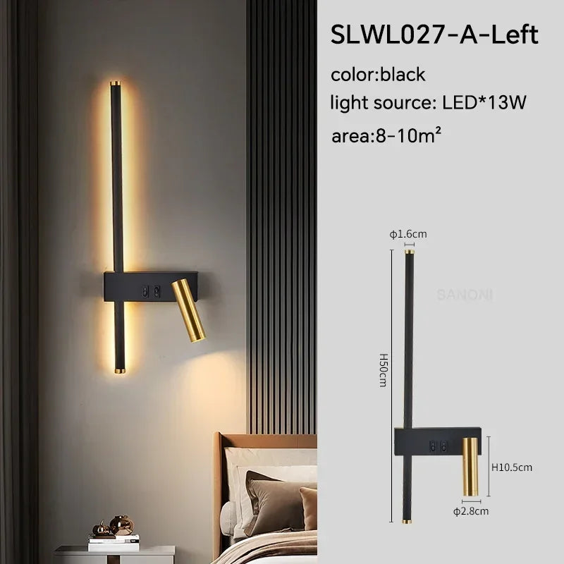 Bedside Wall Light with Reading Spotlight