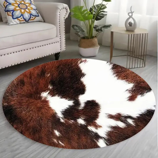 Cowhide Print Round Rug