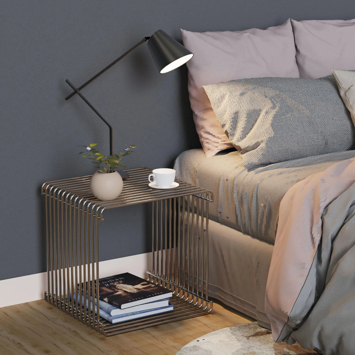 Minimalist Metal Bedside Table