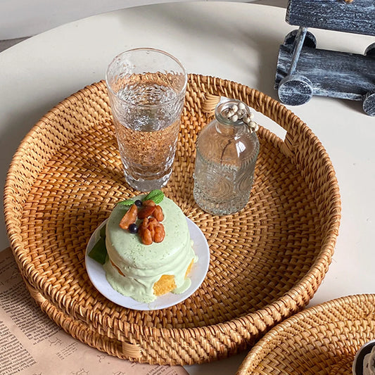 Rattan Round Serving Tray