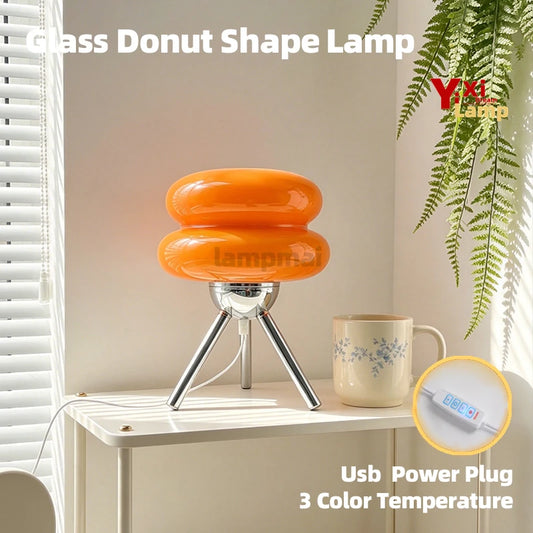 Glass Donut Tripod Lamp