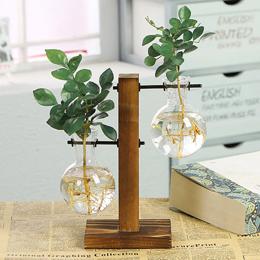 Bulb Vase with Wooden Stand