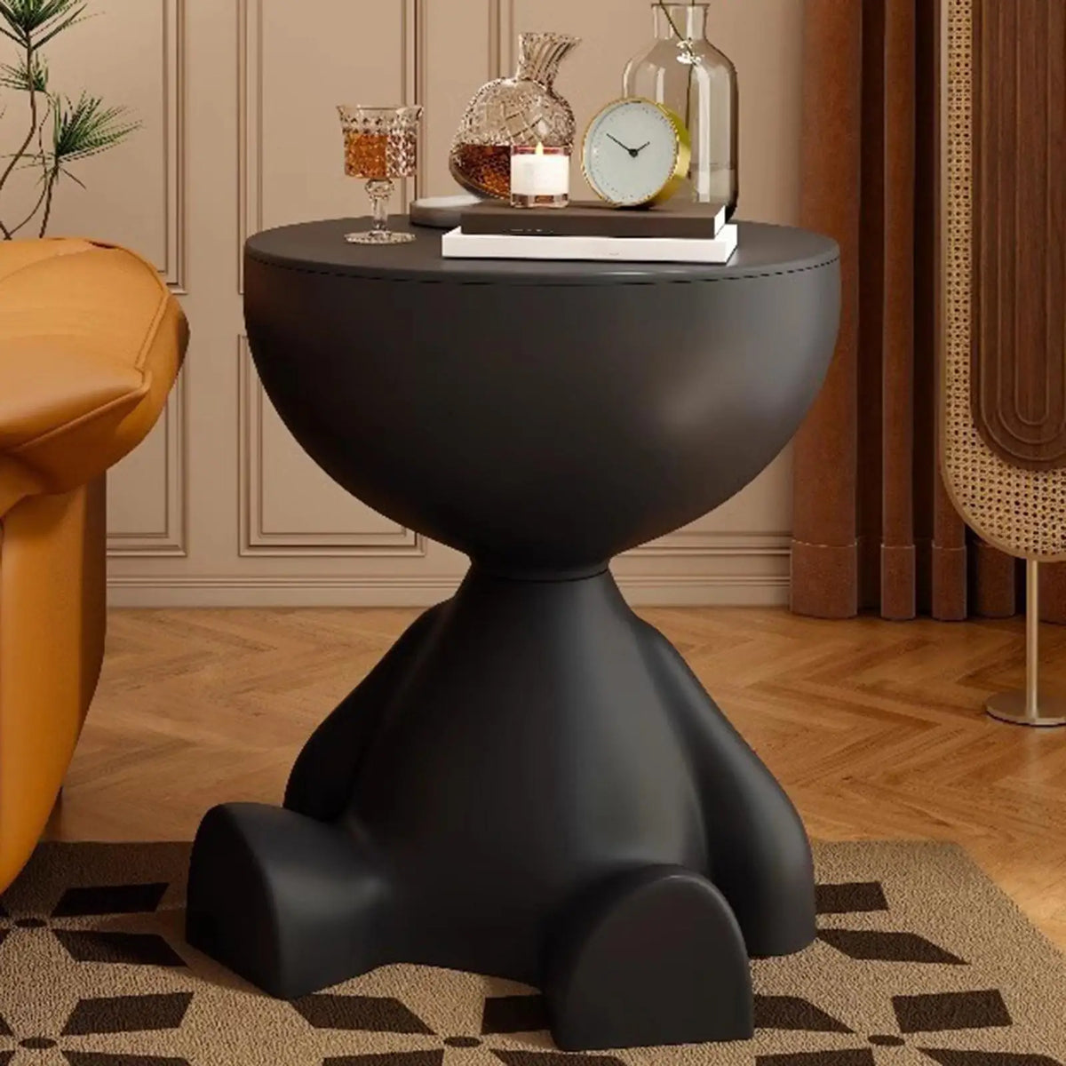 Round Metal Side Table with Storage