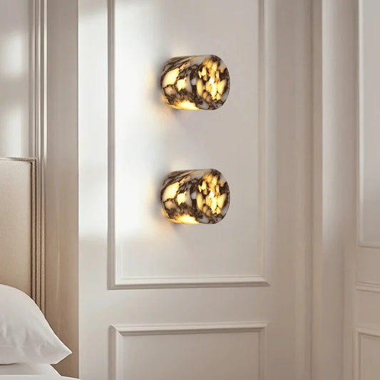Cylindrical Marble Wall Light